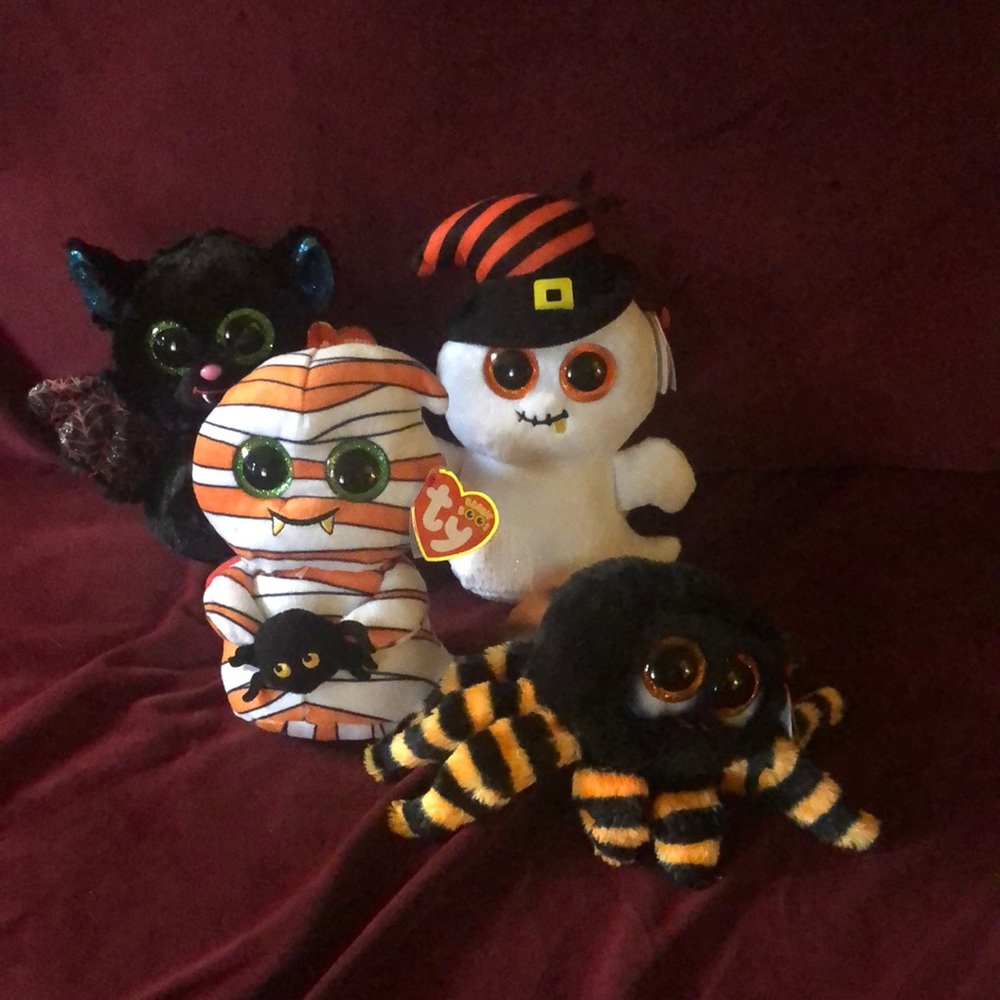 Ty Halloween plush beanies new with tags; spider, bat, ghost - Picture 2 of 8